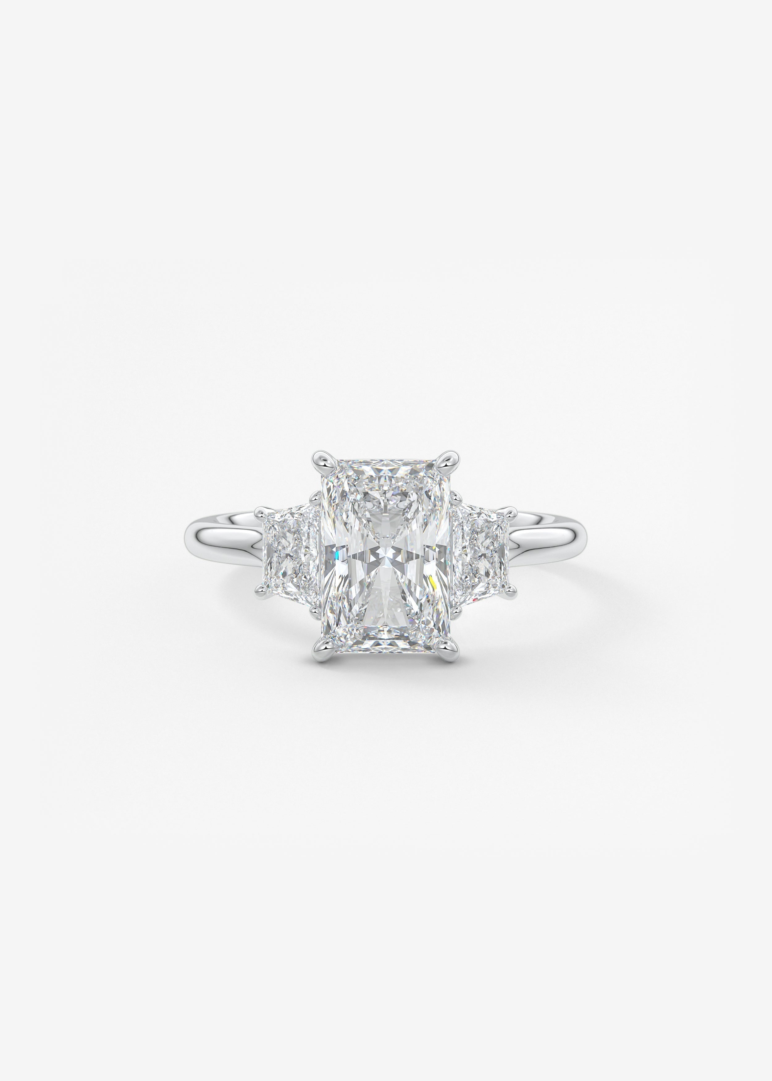 Radiant Three Stone Lab Grown Diamond Engagement Ring