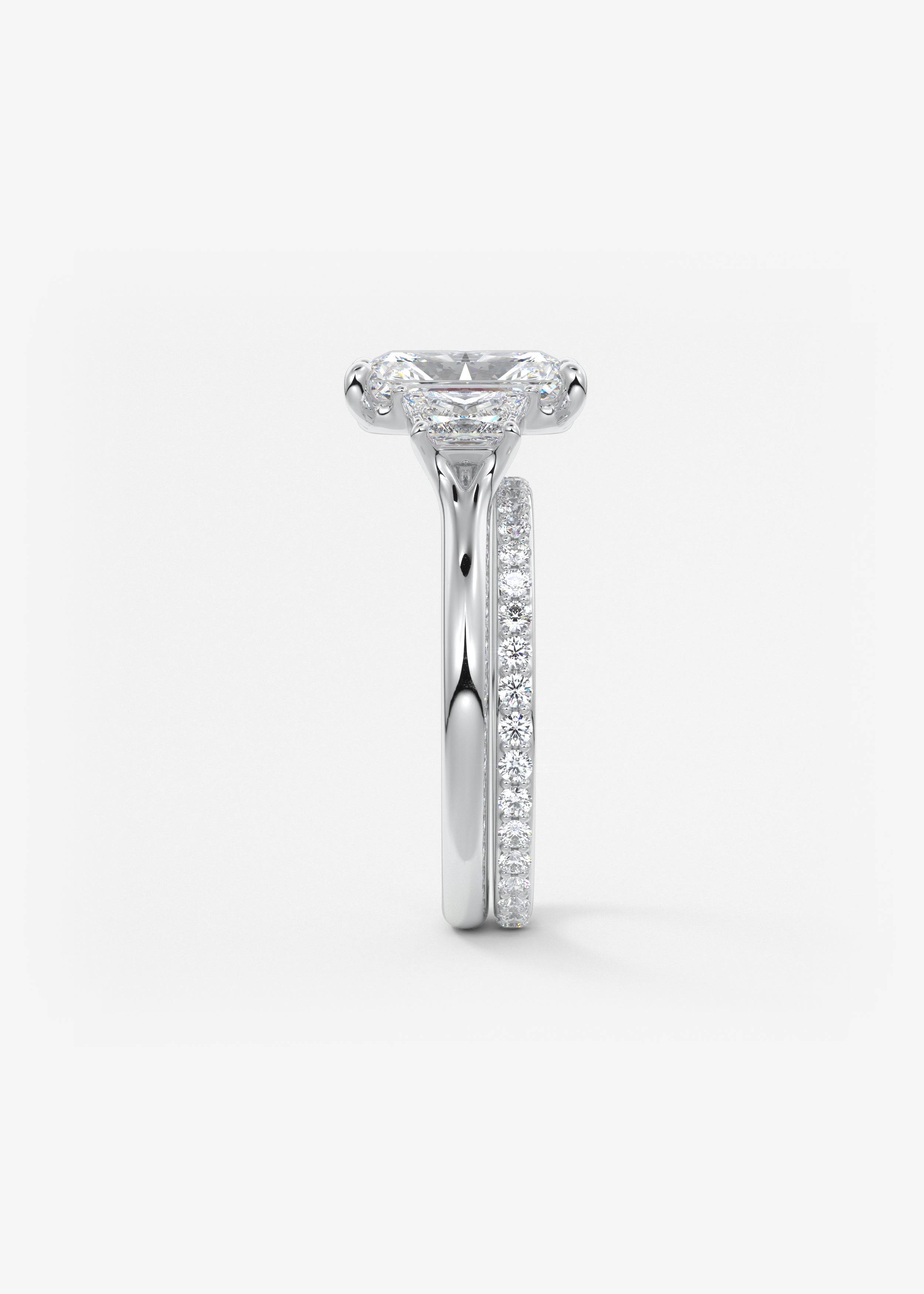 Radiant Three Stone Lab Grown Diamond Engagement Ring