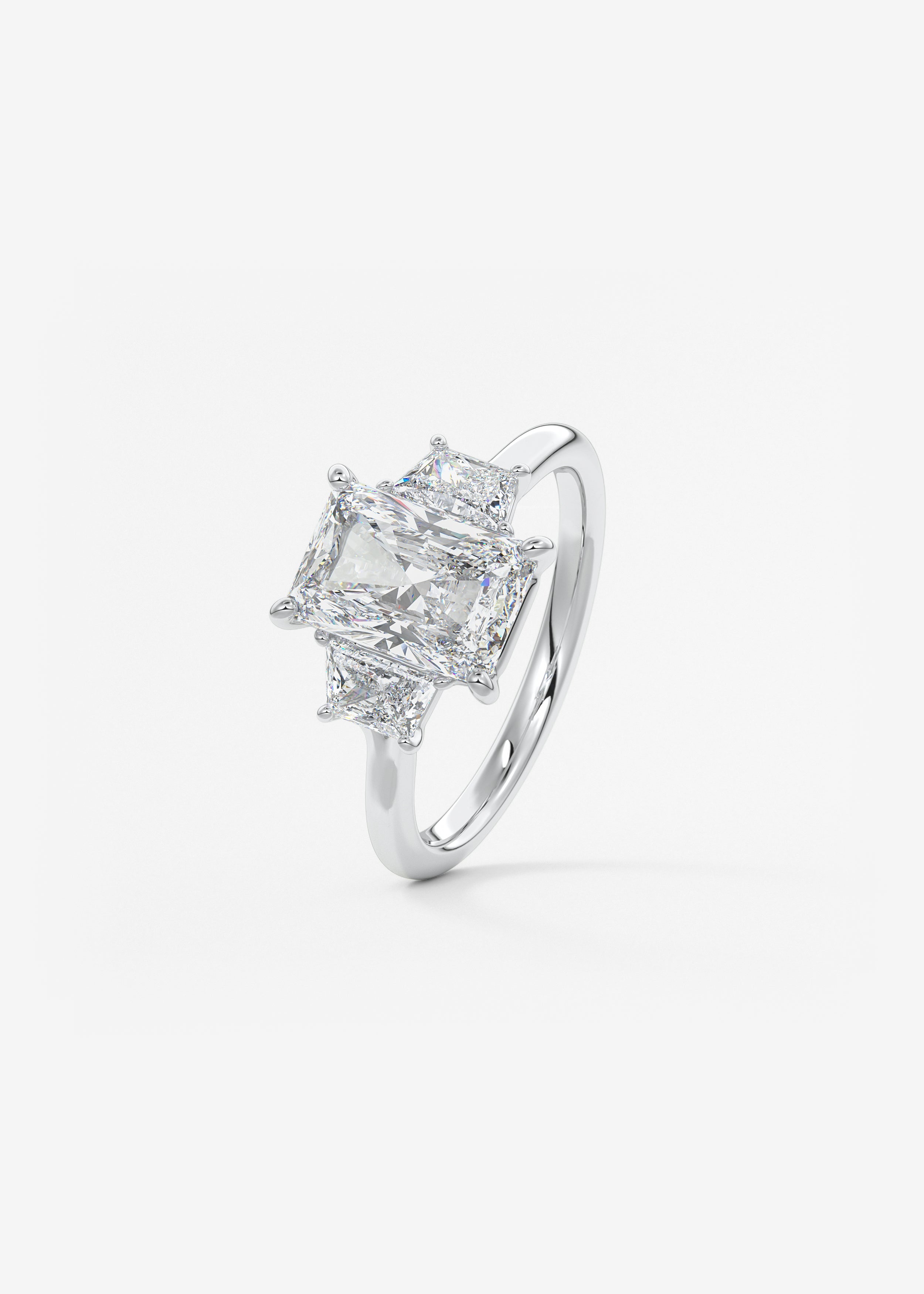 Radiant Three Stone Lab Grown Diamond Engagement Ring