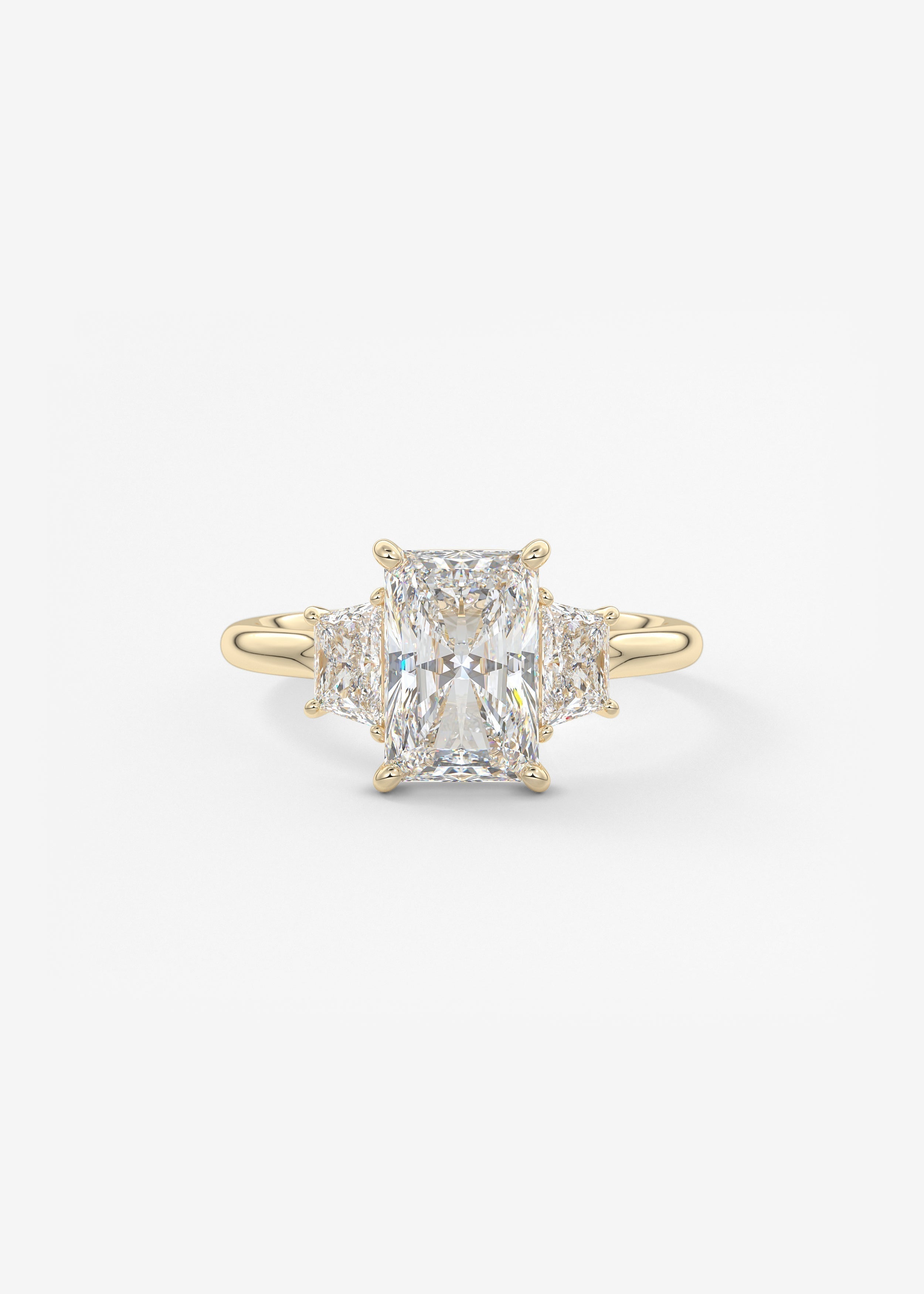 Radiant Three Stone Lab Grown Diamond Engagement Ring