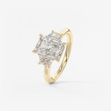 Radiant Three Stone Lab Grown Diamond Engagement Ring