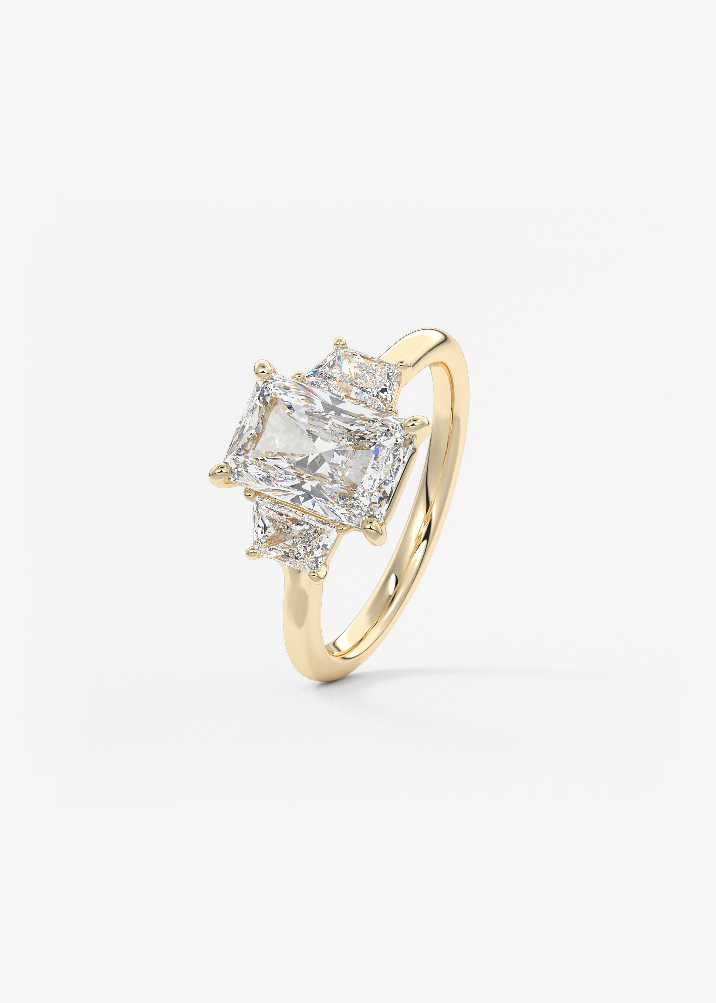 Radiant Three Stone Lab Grown Diamond Engagement Ring