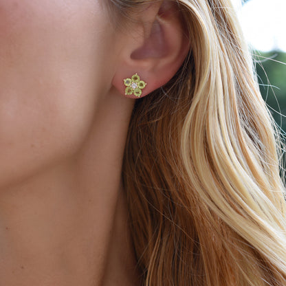 0.08 CT Round Peridot Lab Made Diamond- August Birthstone Studs 9