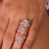 Stunning 2.0 CT Pear Moissanite Engagement Ring with Three Stone Design 6