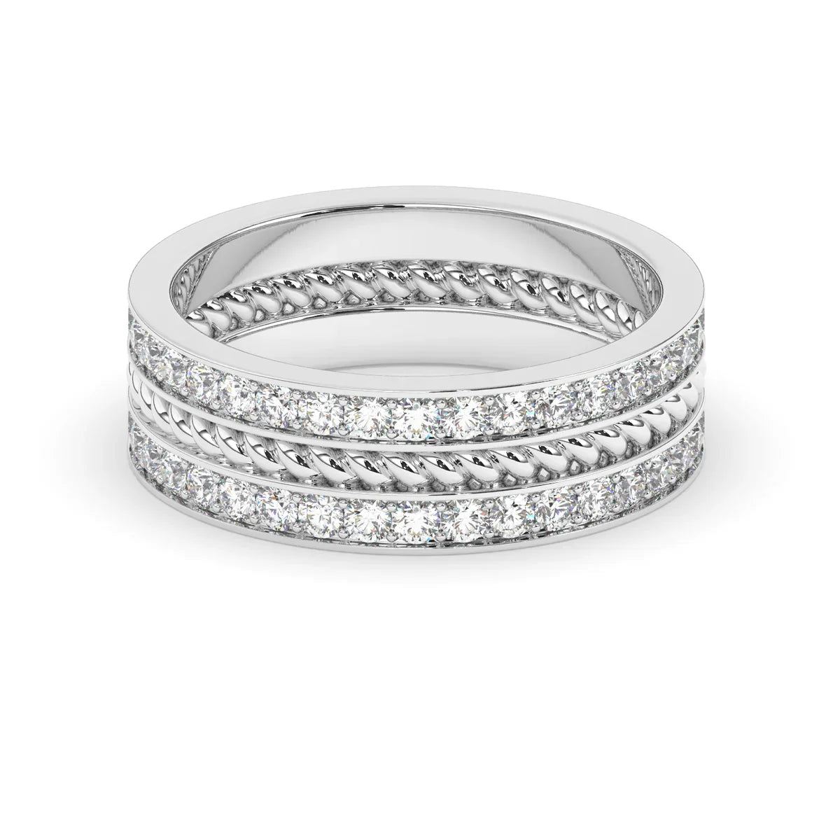 Delicate 0.90 TCW Moissanite Two Row Men's Wedding Band with Round Cut Stones in Solid Gold 1