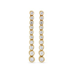 1.0 TCW Round Cut Moissanite Bezel Dangle Earrings in Gold 7