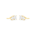 3.0 TCW Heart & Emerald Cut Moissanite Two Stone Stud Earrings in Gold 8