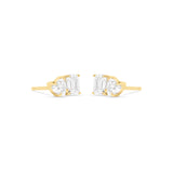 3.0 TCW Heart & Emerald Cut Moissanite Two Stone Stud Earrings in Gold 8