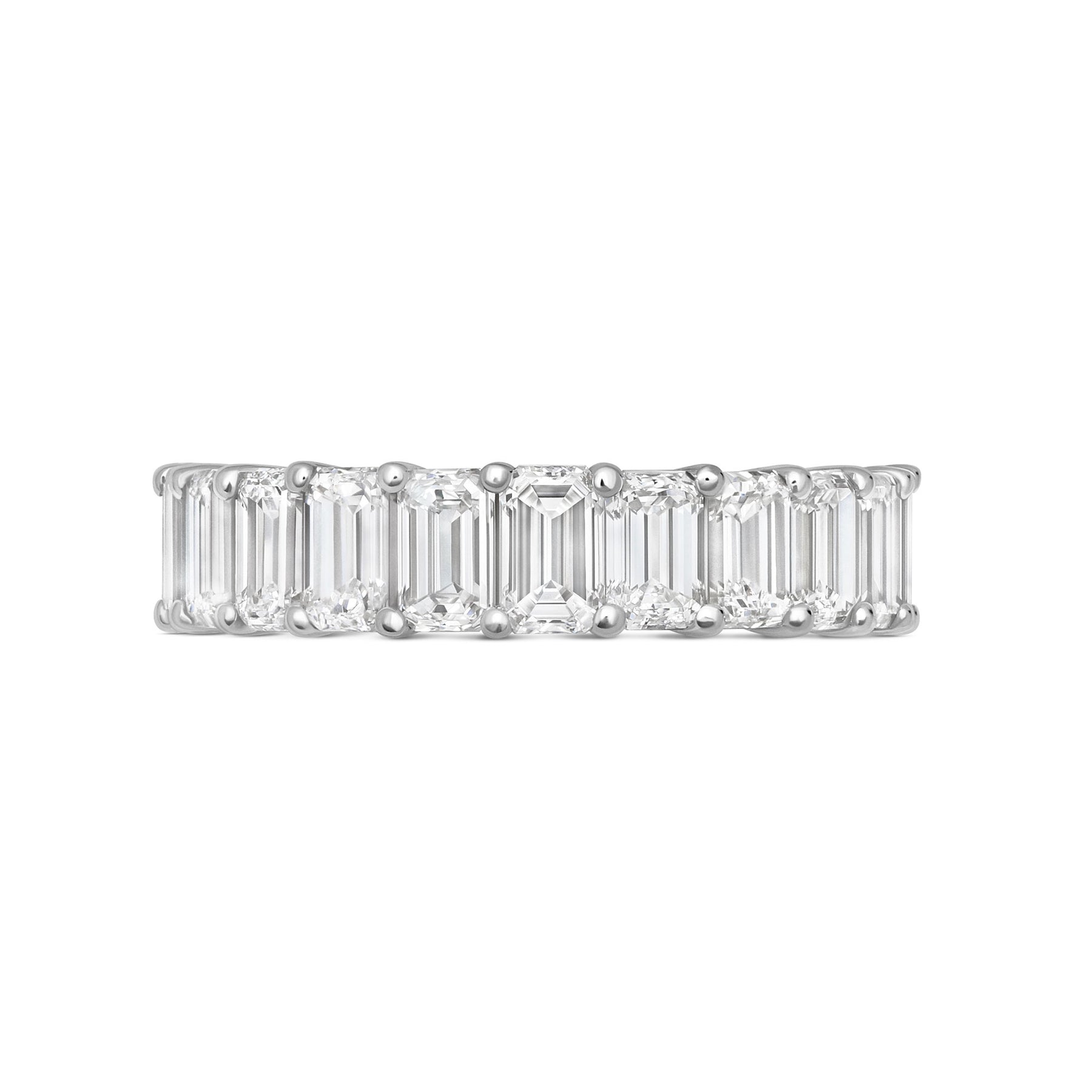 Stunning 3.8 TCW Emerald Moissanite Stones Full Eternity Wedding Bands 1