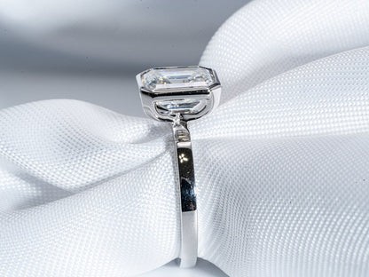 Classic 2.0 CT Emerald Moissanite Engagement Ring with Bezel Design 3