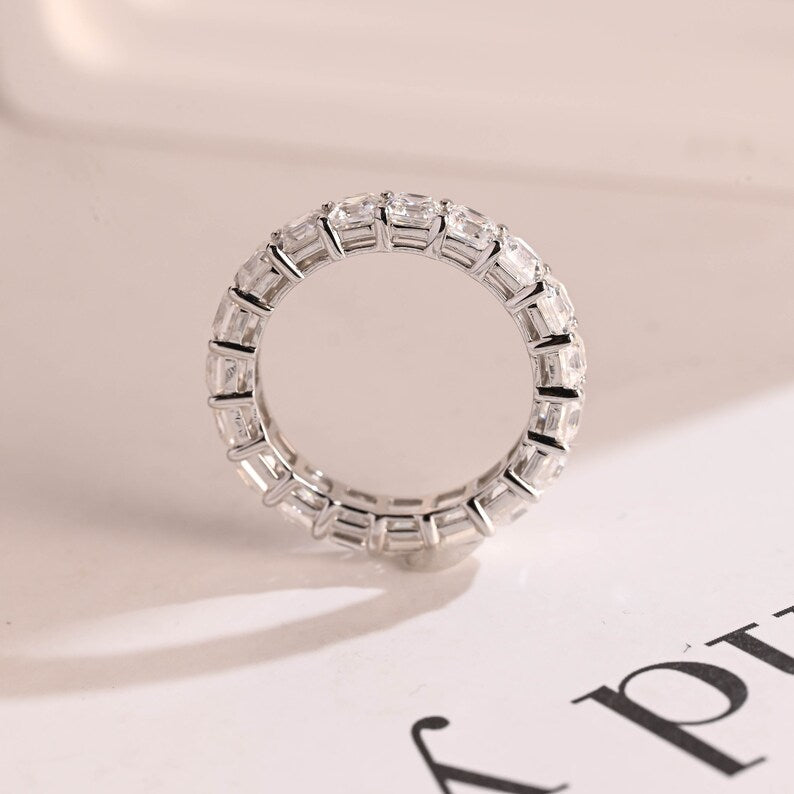 Stunning 0.5 TCW Asscher Moissanite Stones Full Eternity Wedding Band 6