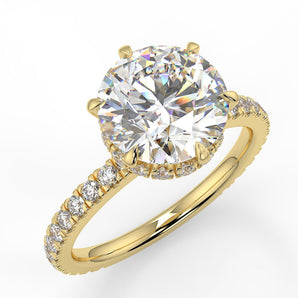 Stunning 2.0 CT Round Moissanite Engagement Ring with Double Hidden Halo & Pave Design