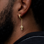 0.5 CT Round Moissanite Cross Drop Hoop Silver Earrings for Him 3