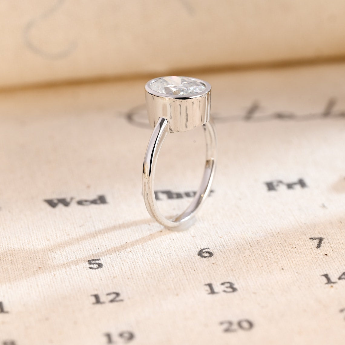 Stunning 1.0 CT Oval Cut Moissanite Engagement Ring with Solitaire Bezel Design 7