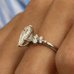 Stunning 1.50 CT Pear Moissanite Engagement Ring with Cluster Design 3