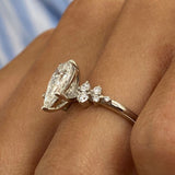 Stunning 1.50 CT Pear Moissanite Engagement Ring with Cluster Design 3