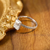 3.0 CT Radiant Shaped Moissanite Engagement Ring With Hidden Halo Pave Accents 4