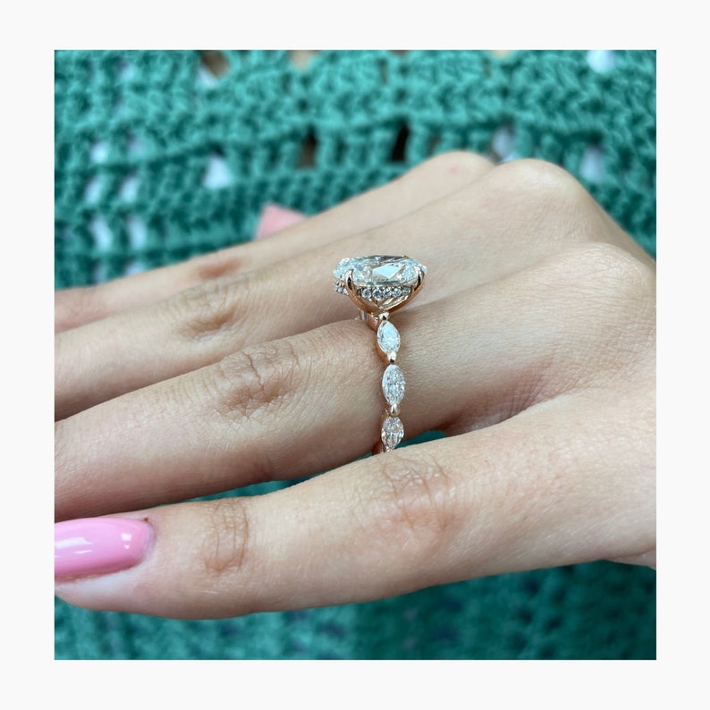 Stunning 2.5 CT Oval Moissanite Engagement Ring in a Hidden Halo Design 5