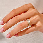 1.50 Oval Cut Moissanite Bridal Ring Set with Round Wedding Bands 6