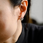 0.50 TCW Round Cut Moissanite Floral Halo Earrings in Gold 4