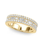 Stunning 0.40 TCW Round & Baguette Moissanite Stones Triple Band Wedding Band 1