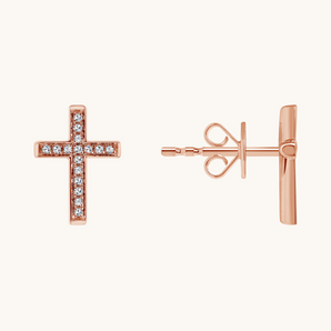 0.40 TCW Round Cut Moissanite Cross Stud Earrings in Gold