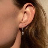 1.64 TCW Round & Pear Cut Moissanite Huggies Earrings in Gold 1