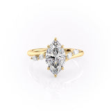 Marquise Cut 2 Carat Moissanite Ring – Floral Setting in Solid Gold 1