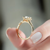 Marquise Cut 2 Carat Moissanite Ring – Floral Setting in Solid Gold 3