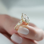 Marquise Cut 2 Carat Moissanite Ring – Floral Setting in Solid Gold 4