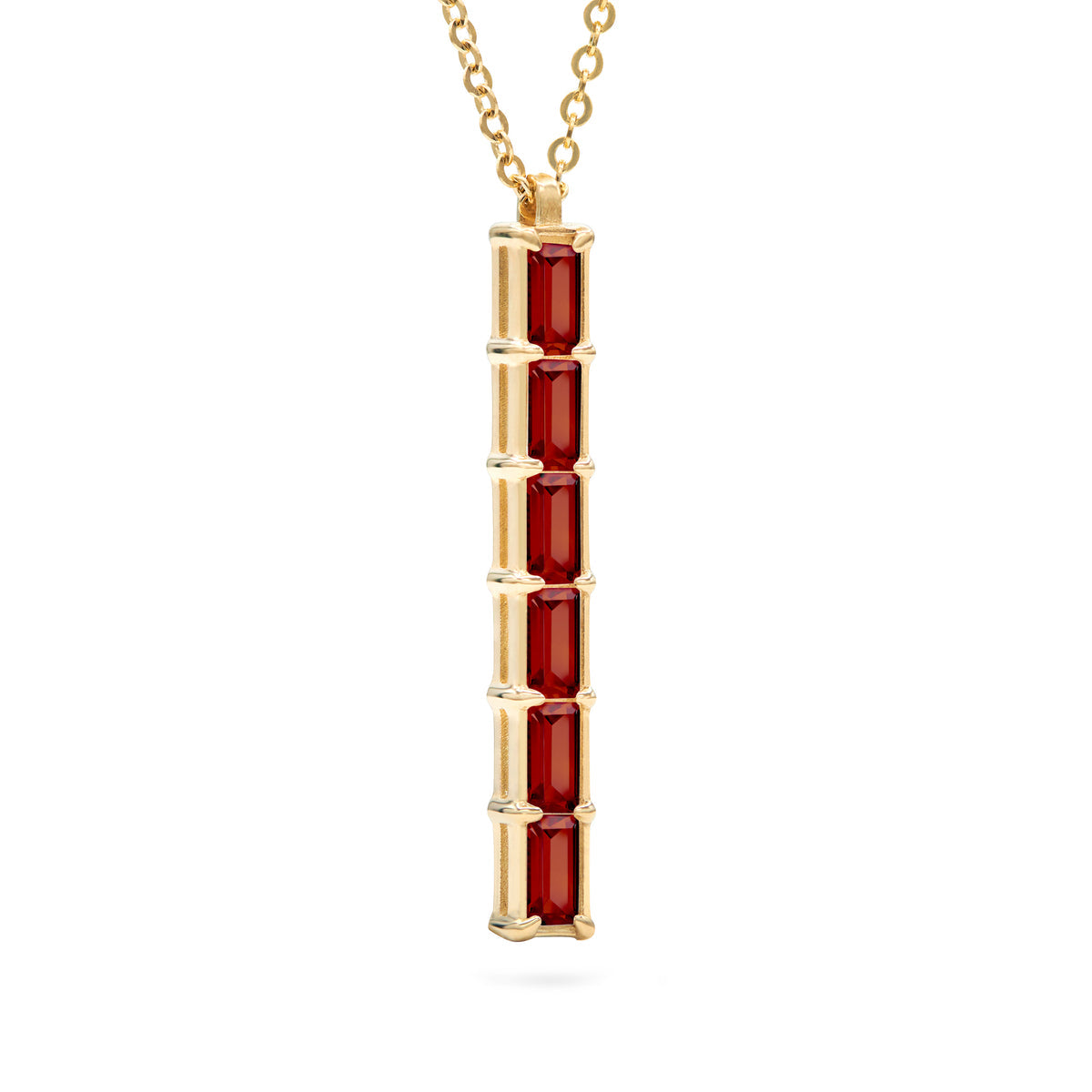 0.14 TCW Baguette Garnet Lab Made Diamond- January Birthstone Necklace 4