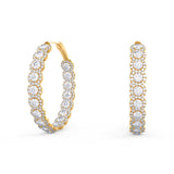 1.50 TCW Round Cut Moissanite Prong Set Inside Out Hoops Earrings in Gold 1