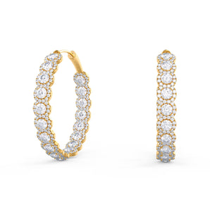 1.50 TCW Round Cut Moissanite Prong Set Inside Out Hoops Earrings in Gold