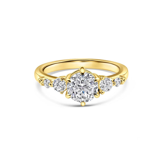 Stunning 1.25 CT Round Moissanite Engagement Ring in  Cluster Design 1