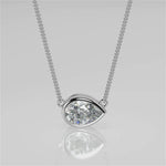 1.0 CT East West Pear Moissanite Diamond Bezel Pendant Necklace in Solid Gold 4