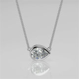 1.0 CT East West Pear Moissanite Diamond Bezel Pendant Necklace in Solid Gold 4