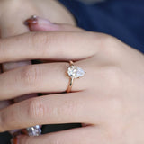 Stunning 3.0 CT Pear Moissanite Engagement Ring with Hidden Halo Design 9