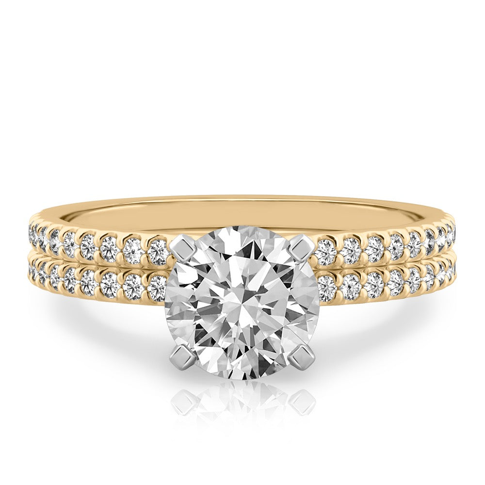 Stunning 1.0- 2.0 CT Round Moissanite Engagement Ring with Two Tone & Pave Design 2