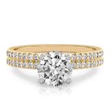 Stunning 1.0- 2.0 CT Round Moissanite Engagement Ring with Two Tone & Pave Design 2