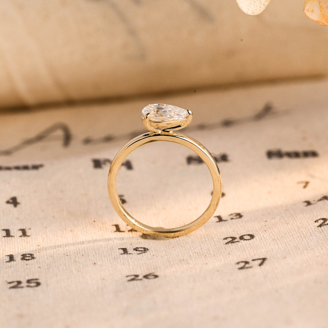 Stunning 0.8 CT Pear Moissanite Engagement Ring With East-West Solitaire Design 3