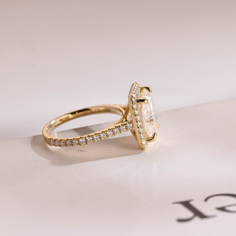 Stunning 1.5 - 2.5 CT Radiant Moissanite Engagement Ring with Pave & Halo Design 9