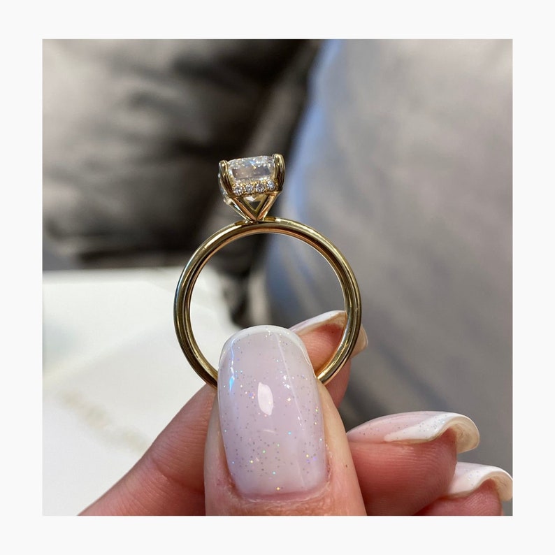 Stunning 3.0 CT Emerald Cut Moissanite Engagement Ring with Hidden Halo Design 3