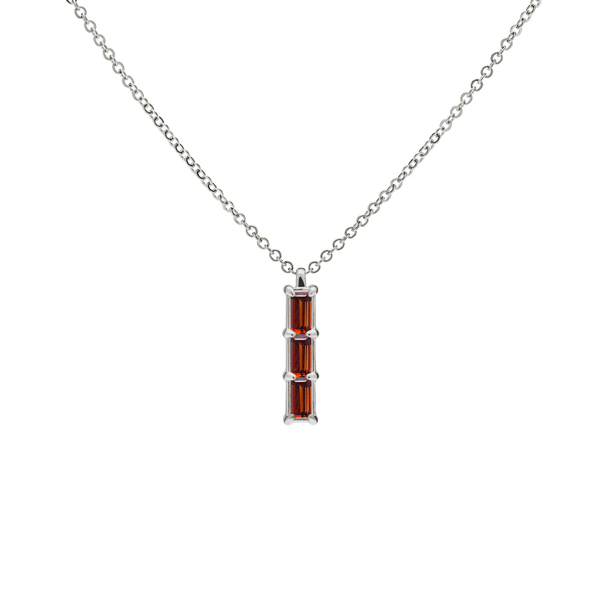 0.14 TCW Baguette Garnet Lab Made Diamond- January Birthstone Necklace 8