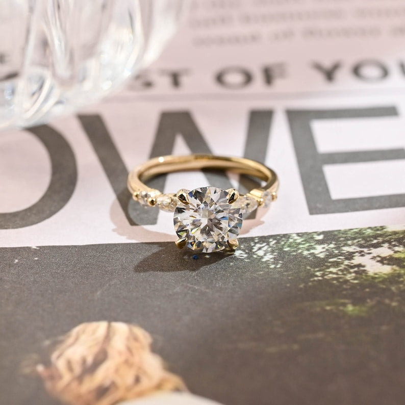 Stunning 2.0 CT Round Moissanite Engagement Ring with Pave Design 1