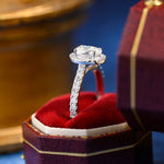3.0 CT Oval Shaped Moissanite Halo Pave Engagement Ring 6