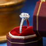 3.0 CT Oval Shaped Moissanite Halo Pave Engagement Ring 6