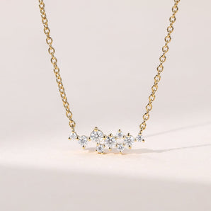 Classic 0.30 CT Round Moissanite Diamond Cluster Pendant Necklace in Solid Gold