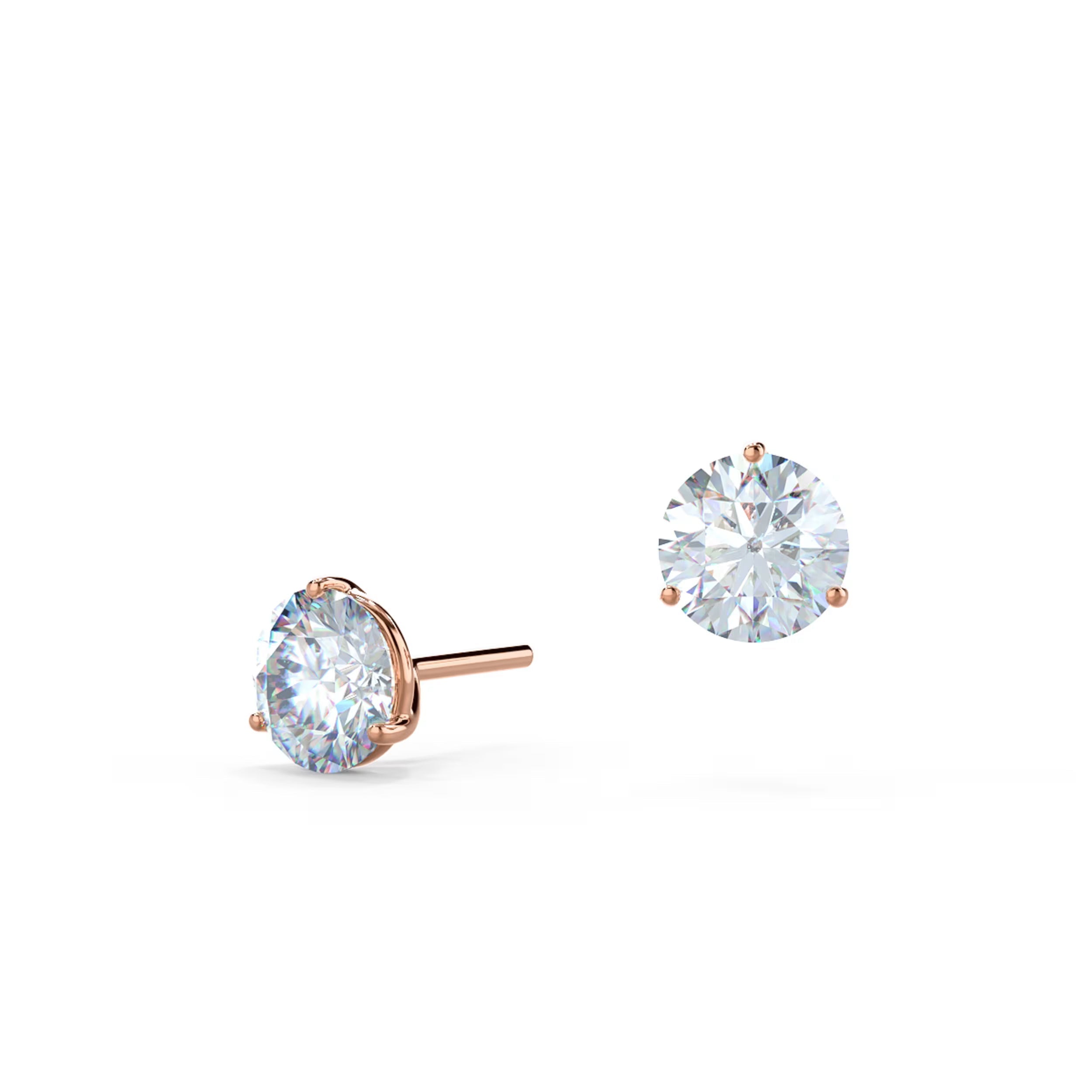 1.0 TCW Round Shape Moissanite Studs Earrings in Gold 5