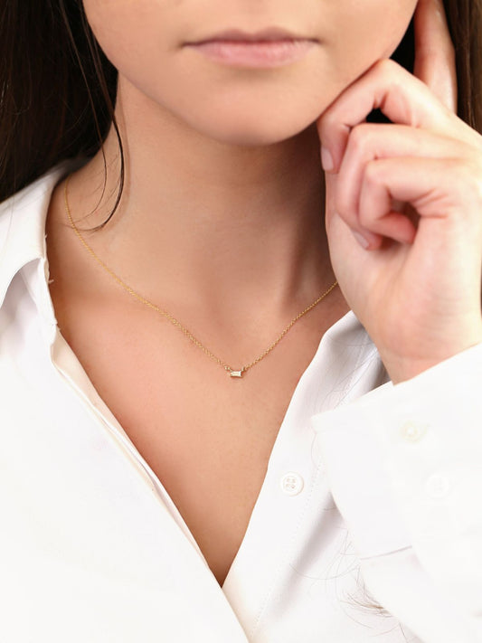 0.30 CT Baguette Moissanite Diamond Solitaire Pendant Necklace in Solid Gold 2