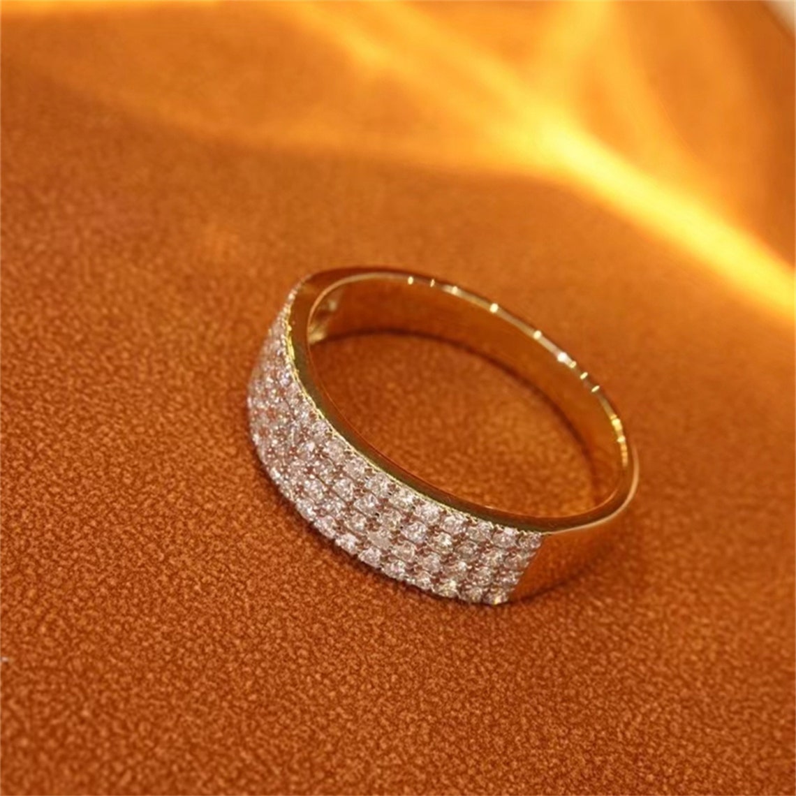 0.5 TCW  Round Cut Moissanite Bridal Wedding Band Semi Pave Accents 4